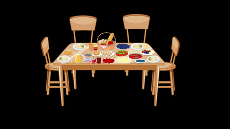 Dining-table-on-Delicious-food-with-chair-concept-animation-with-Alpha-Channel.